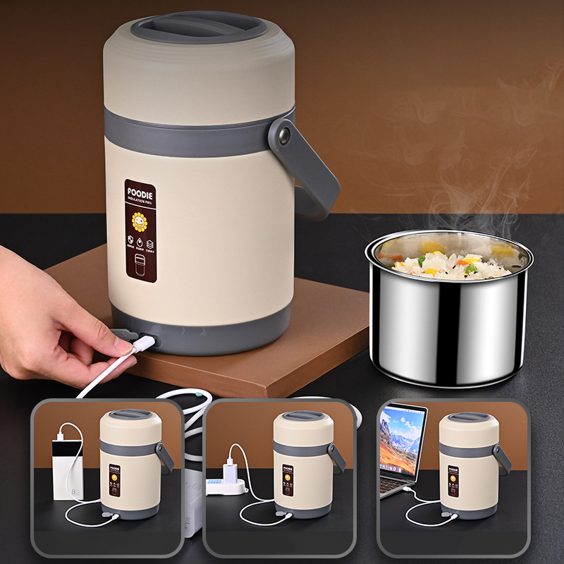 Baby Food Warmer - USB ทำความร้อนไฟฟ้ากล่องอาหารกลางวันสแตนเลสอาหารอุ่นคอนเทนเนอร์ความร้อน Jar สำหรับอาหารร้อนความร้อนกล่องสำหรับสำนักงานโรงเรียน