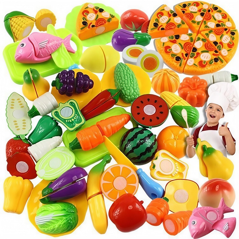 Baby Food Vegetables - ชุดของเล่นทำอาหารสำหรับเด็ก ของเล่นหั่นผลไม้ ของเล่นจำลองครัว ชุดของเล่นหั่นพิซซ่า ผัก ผลไม้