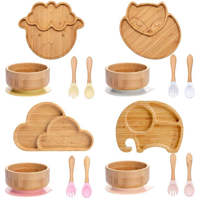 4Pcs ชุดอาหารเด็กแผ่นดูดชามเด็ - Baby Food Menu บทวิจารณ์และราคา